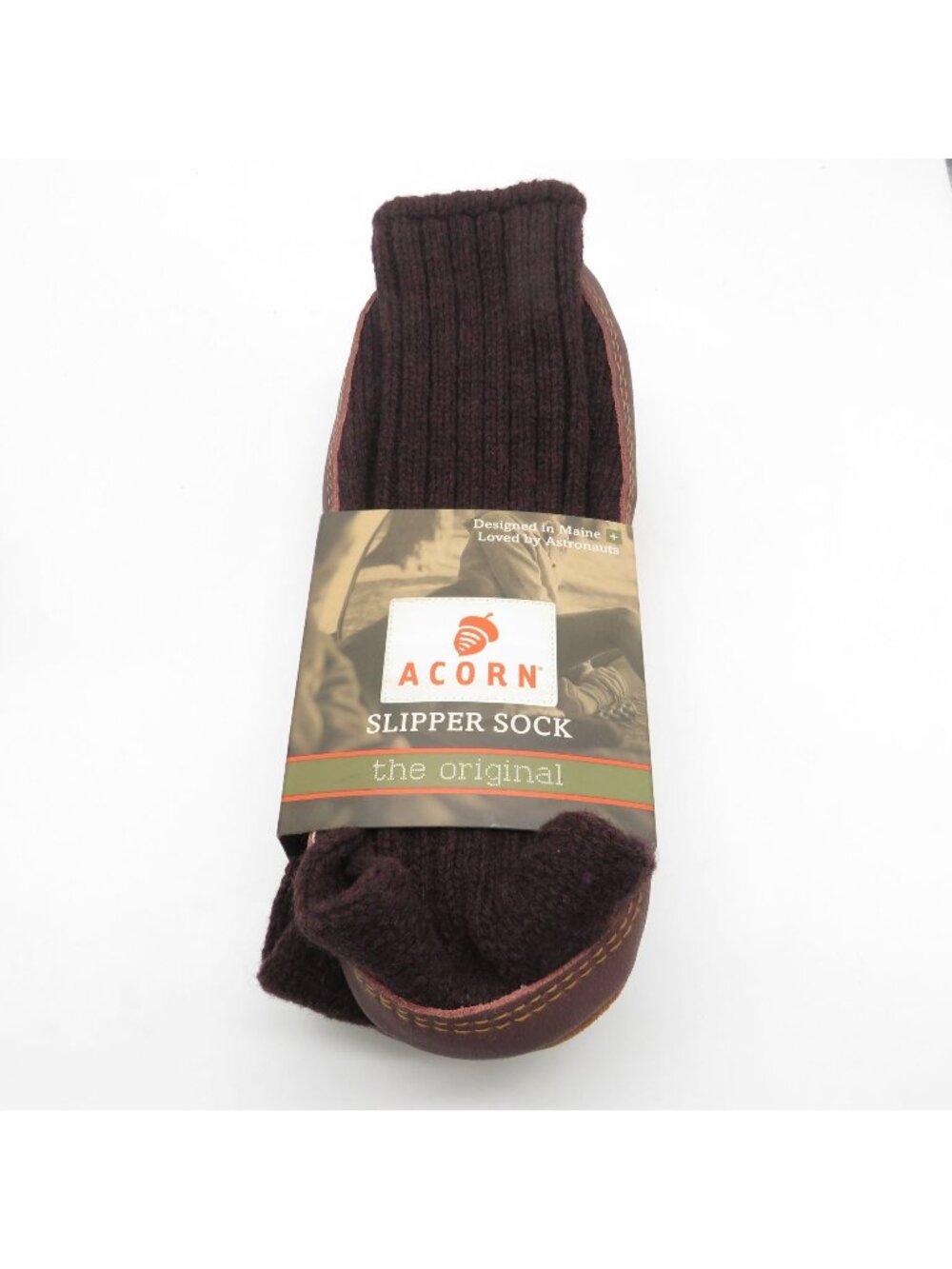 Acorn Mens XL Raisin Wool Blend Slipper Socks With Suede Sole NEW $65